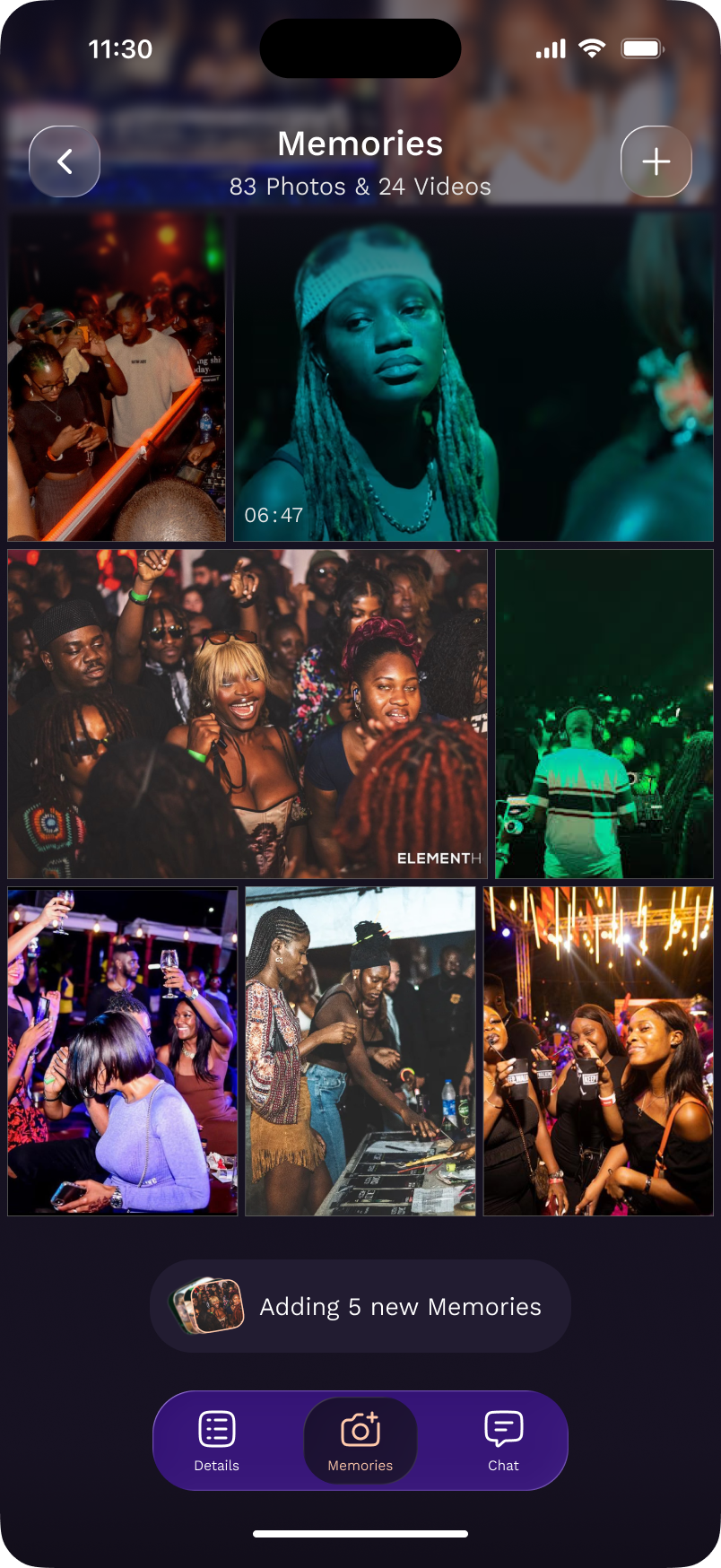 Shared photo album screen