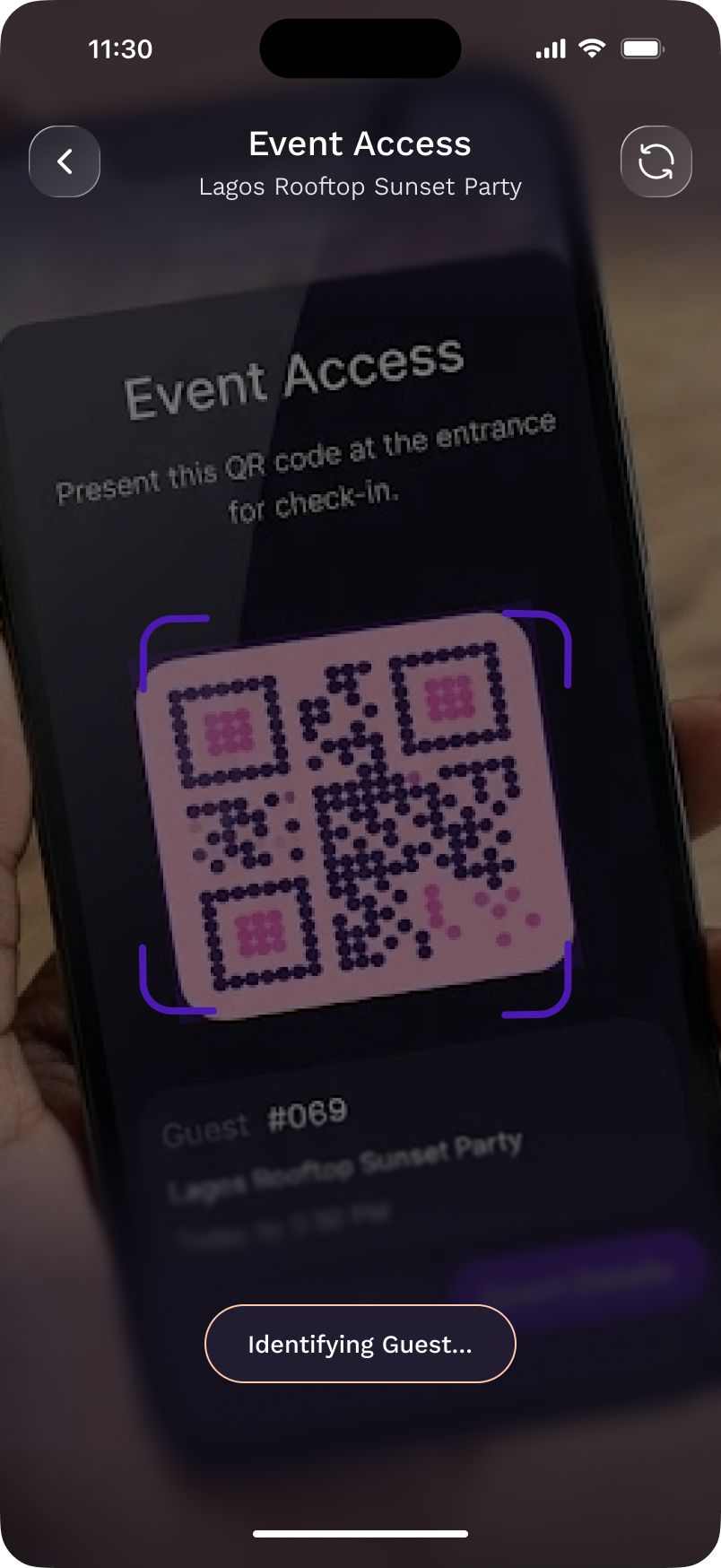 Guest QR ticket screen